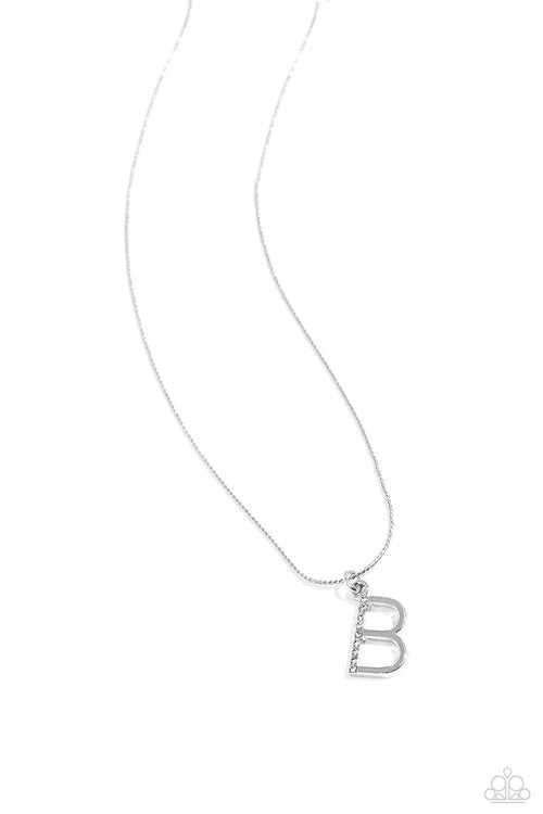 B - Letter of the Law Paparazzi Accessories Necklaces with Earrings Silver