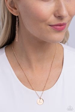 L - Initial Elegance Paparazzi Accessories Necklaces with Earrings Rose Gold