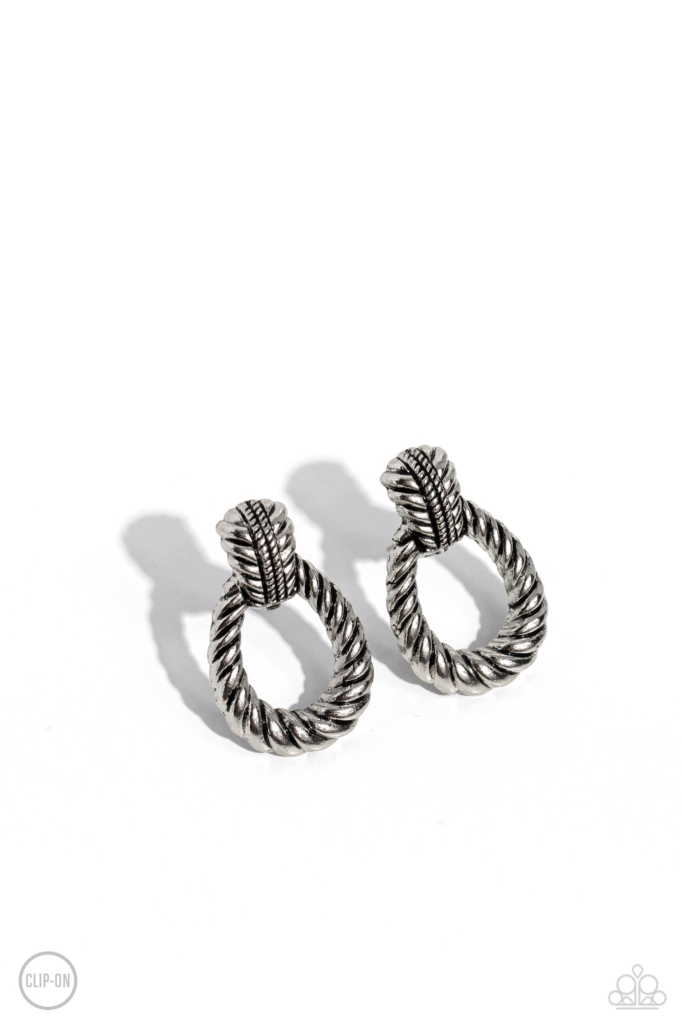 Roping Rodeo Paparazzi Accessories Clip On Earrings Silver