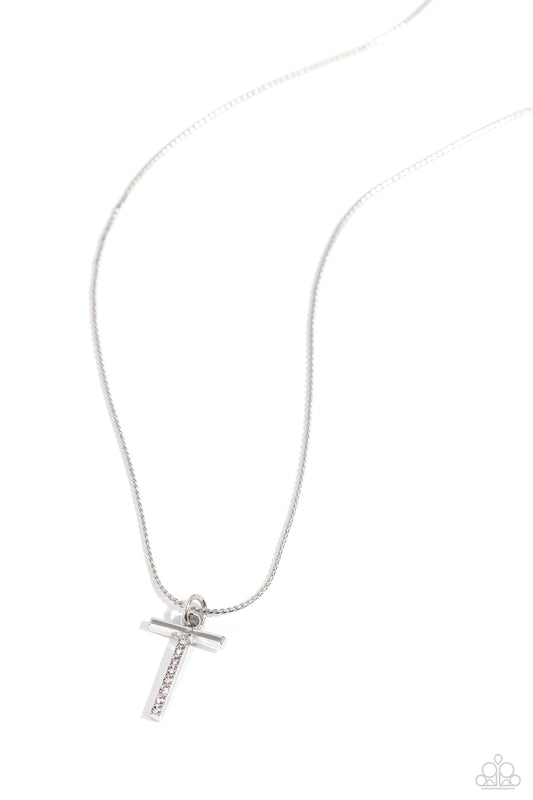 T - Letter of the Law Paparazzi Accessories Necklaces with Earrings Silver