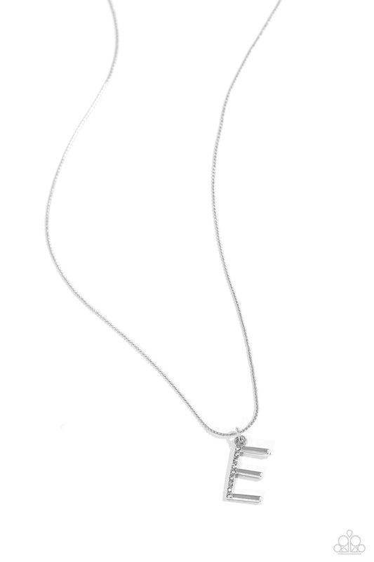 E - Letter of the Law Paparazzi Accessories Necklaces with Earrings Silver