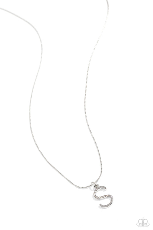 S - Letter of the Law Paparazzi Accessories Necklaces with Earrings Silver