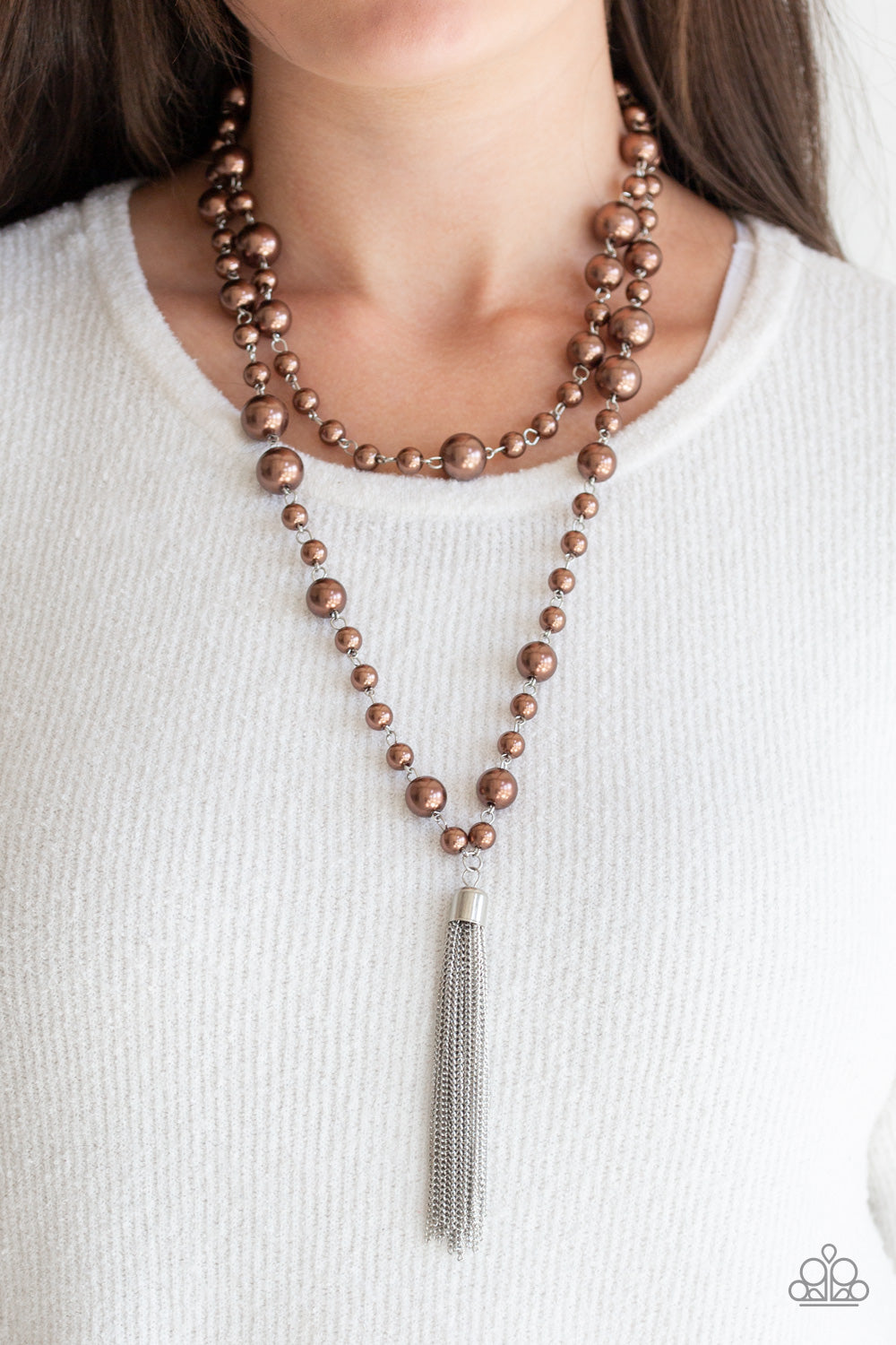 Social Hour Paparazzi Accessories Brown Necklace with Earrings