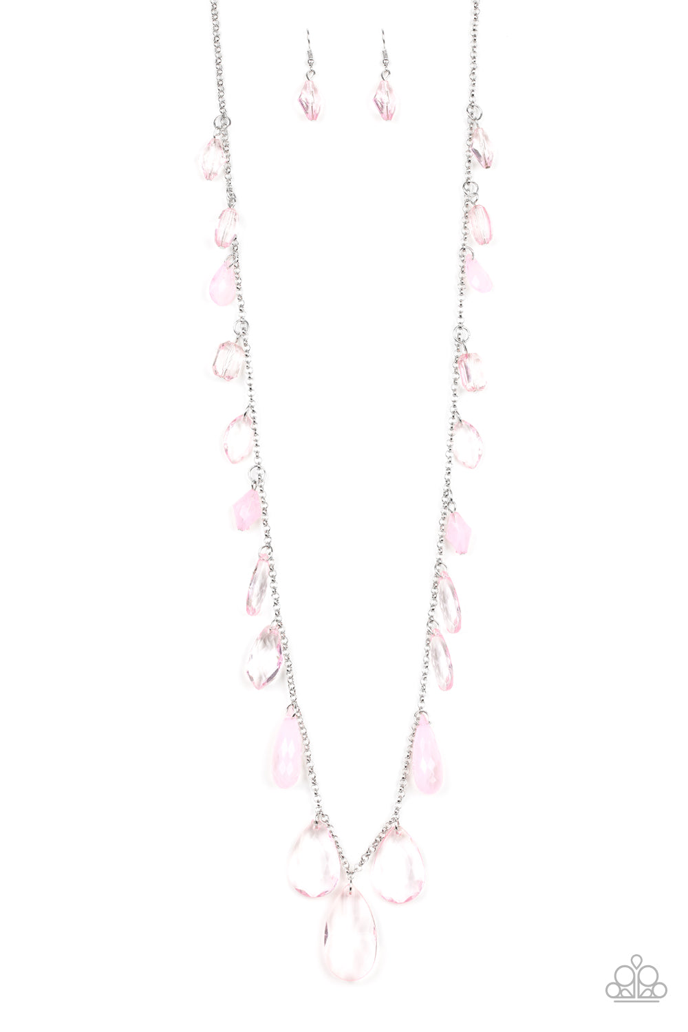 GLOW And Steady Wins The Race Paparazzi Necklace with Earrings - Pink