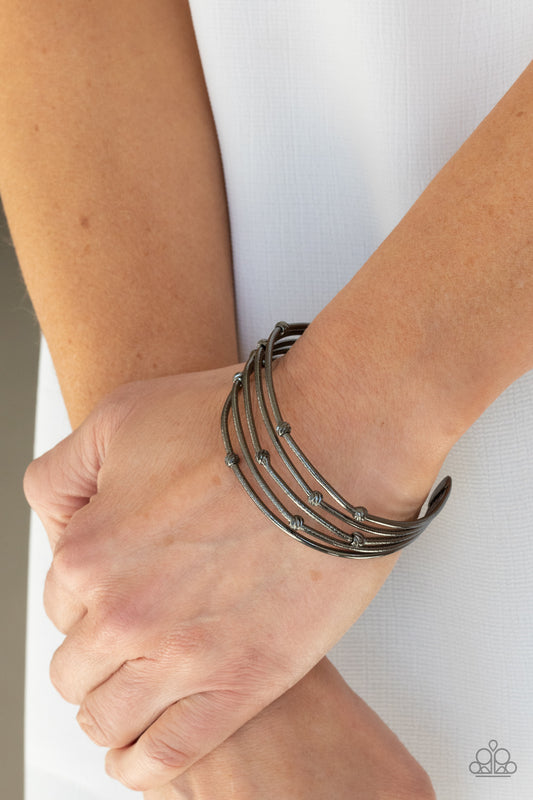 Face The METALLIC Music Paparazzi Accessories Bracelet Black