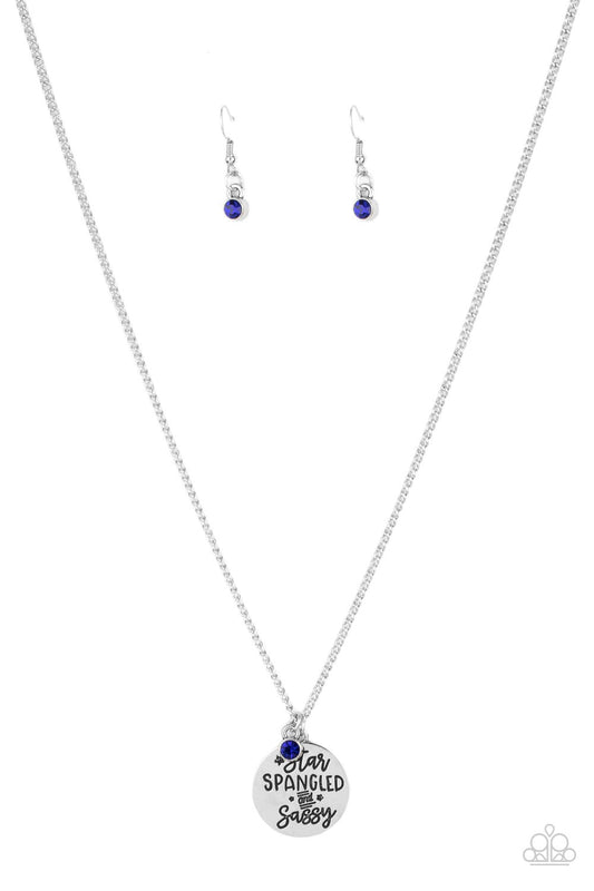 Star-Spangled Sass Paparazzi Accessories Necklace with Earrings -Blue