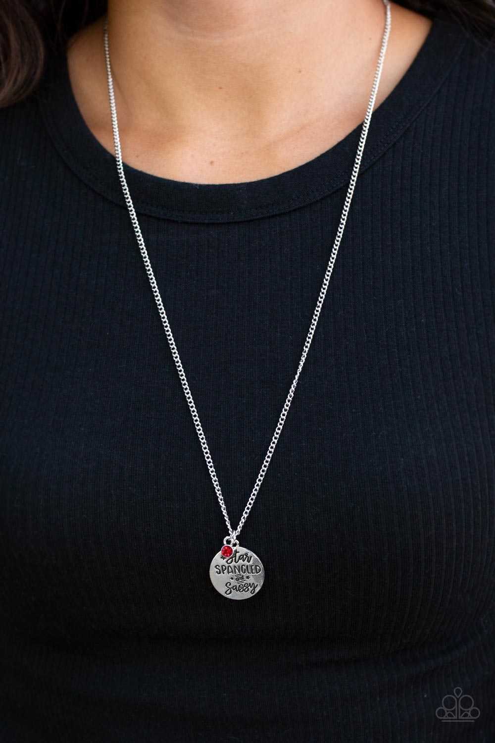 Star-Spangled Sass Paparazzi Accessories Necklace with Earrings Red