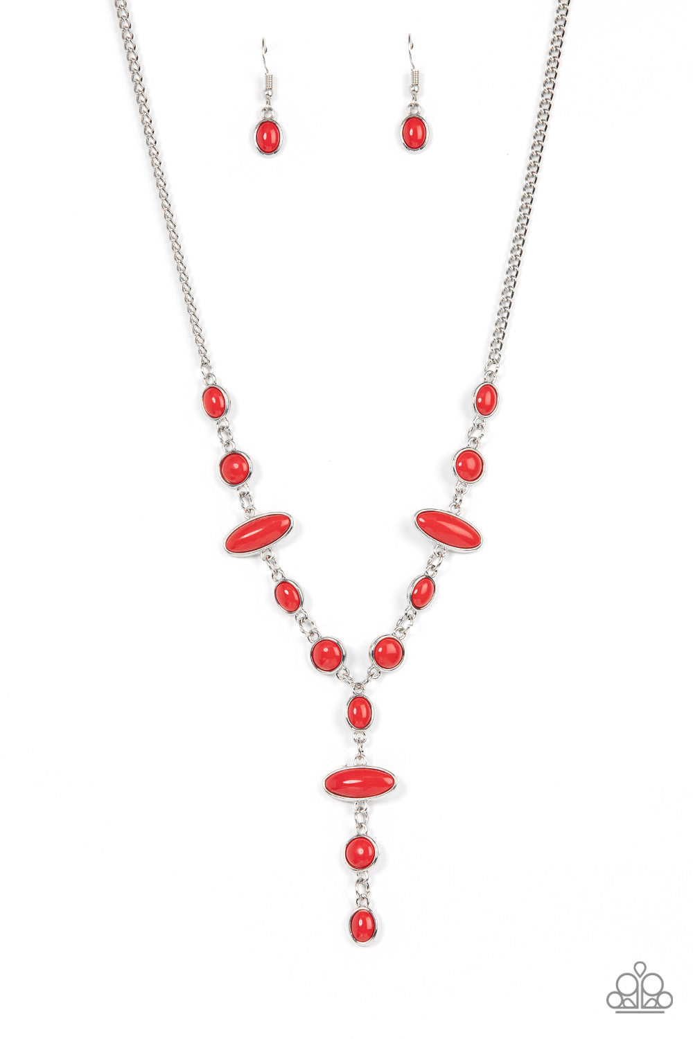 Authentically Adventurous Paparazzi Accessories Necklace with Earrings Red