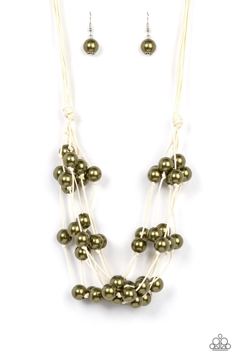 Yacht Catch Paparazzi Accessories Necklace with Earrings Green