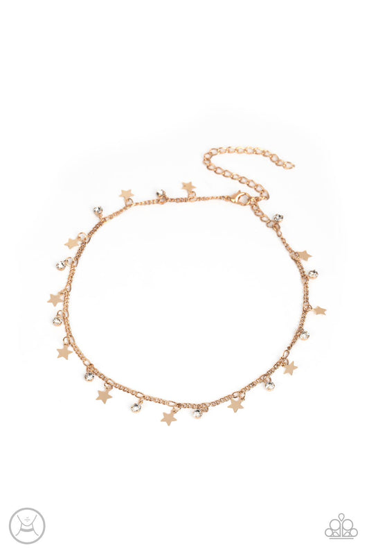 Little Lady Liberty Paparazzi Accessories Choker Necklace with Earrings - Gold