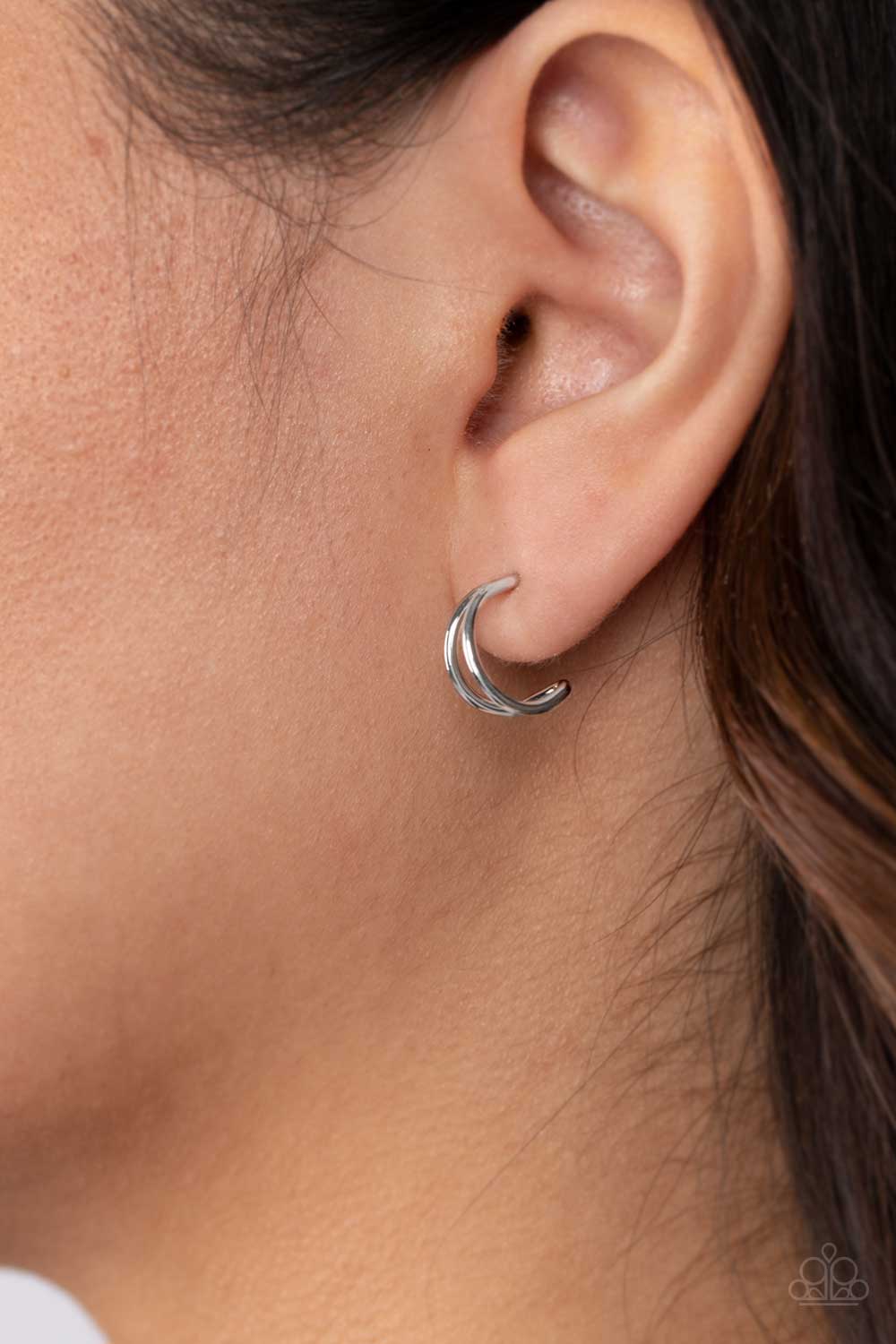 Charming Crescents Paparazzi Accessories Hoop Earrings Silver