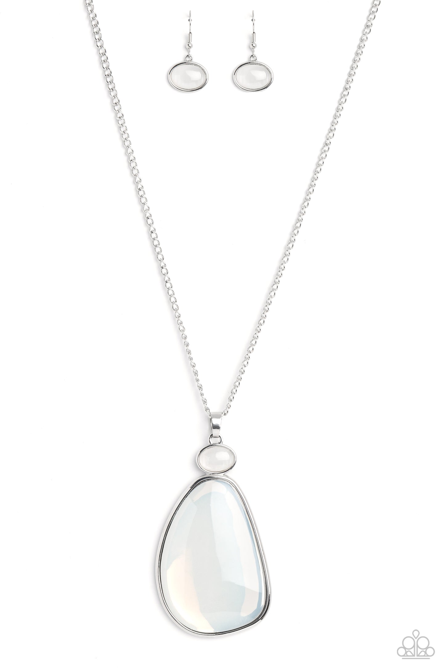 Geometric Glow Paparazzi Accessories Necklace with Earrings White