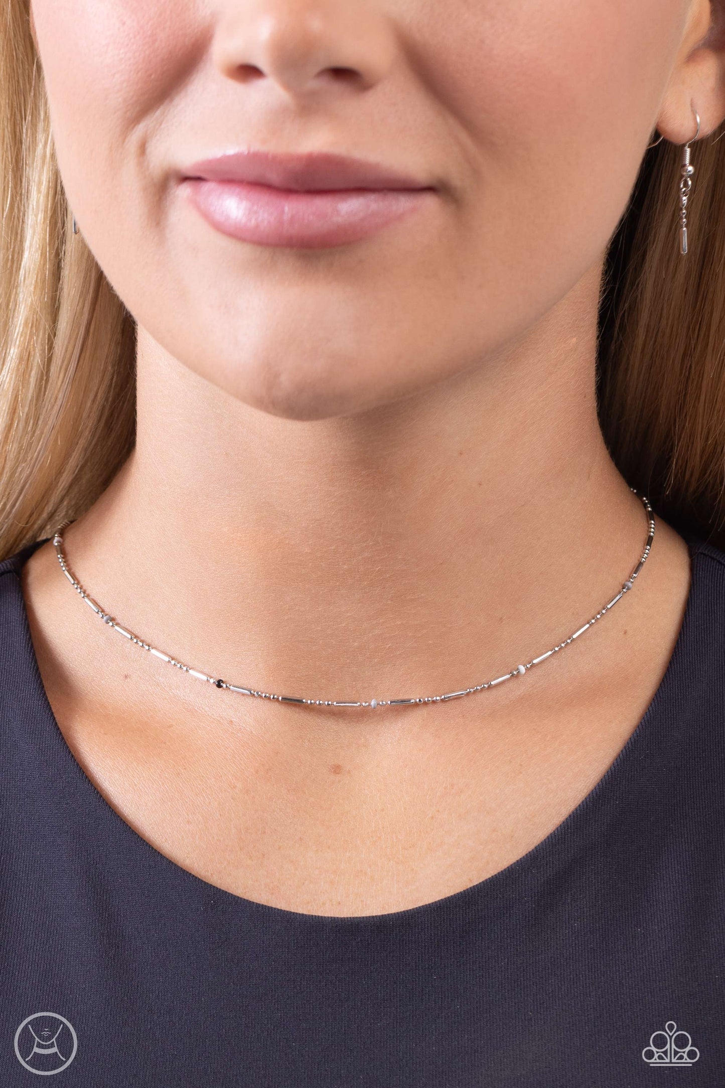 Serenity Strand Paparazzi Accessories Choker with Earrings Silver