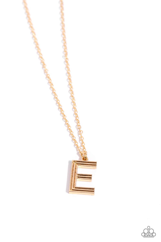 E - Leave Your Initials – Gold | Paparazzi Necklace