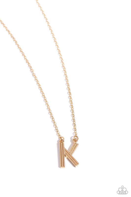 K - Leave Your Initials – Gold | Paparazzi Necklace