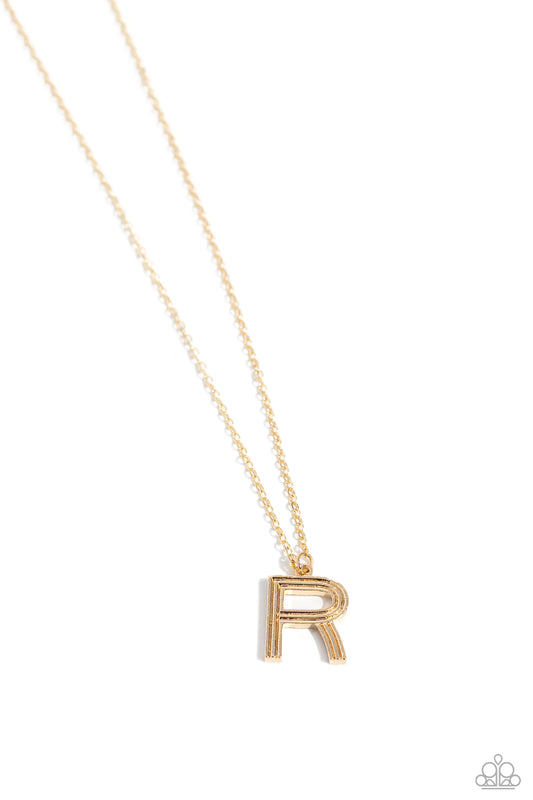 R - Leave Your Initials – Gold | Paparazzi Necklace