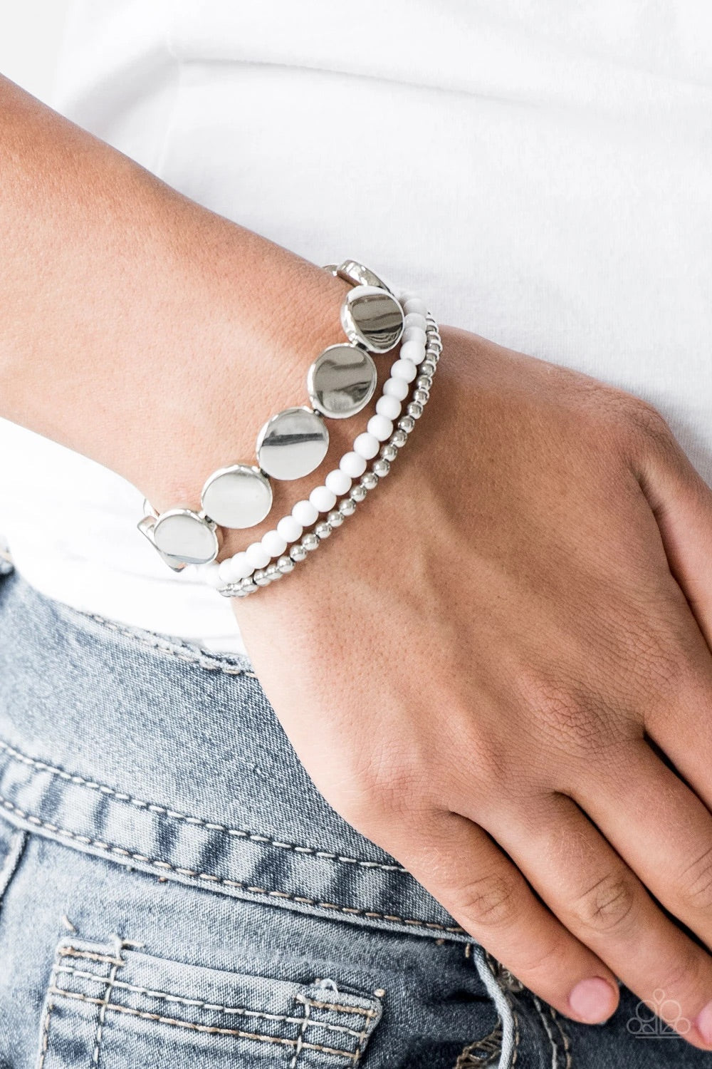 Beyond Basics Paparazzi Accessories Bracelet White