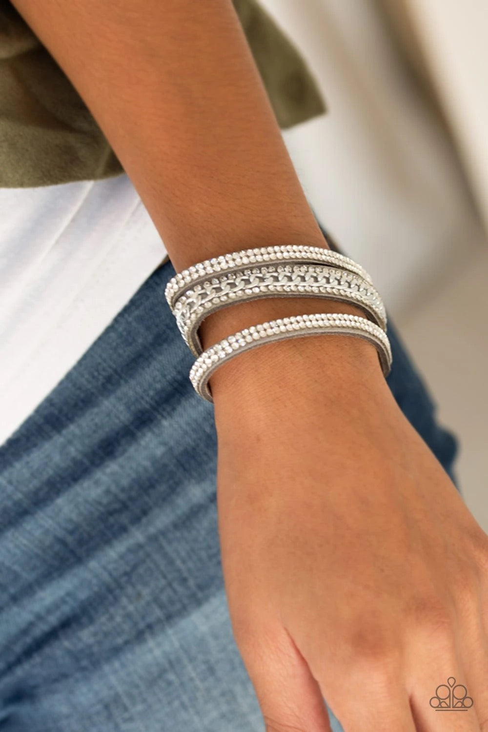 Rollin In Rhinestones Silver Paparazzi Accessories Bracelet
