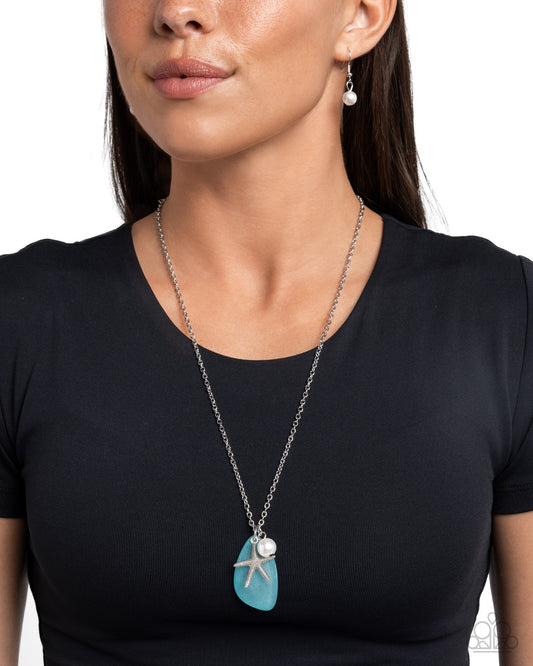 Sea Glass Stash Paparazzi Accessories Necklace with Earrings - Blue