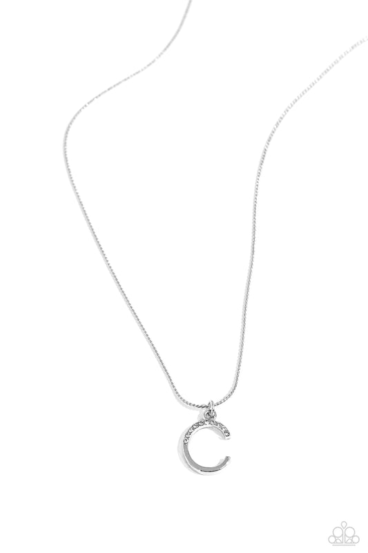 C - Letter of the Law Paparazzi Accessories Necklaces with Earrings Silver