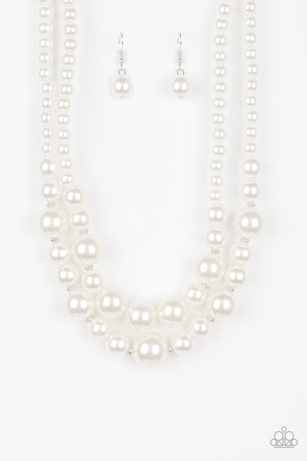 The More The Modest Paparazzi Accessories Necklace with Earrings White