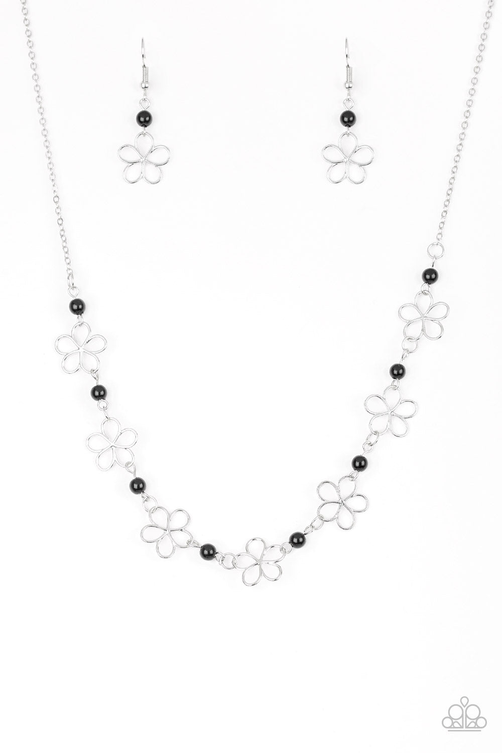 Always Abloom Paparazzi Necklace with Earrings Black
