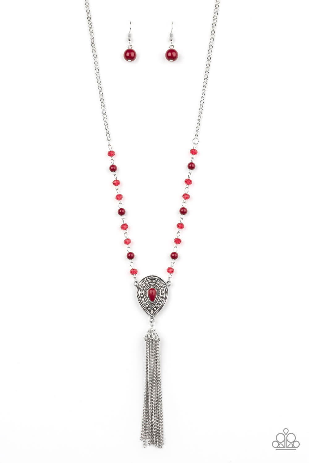 Soul Quest Paparazzi Accessories Necklace with Earrings - Red