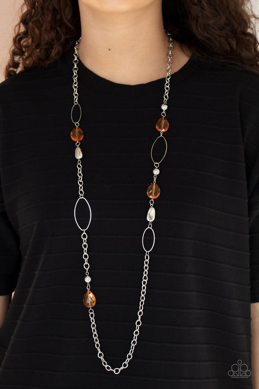 SHEER As Fate Paparazzi Accessories Necklace with Earrings Orange