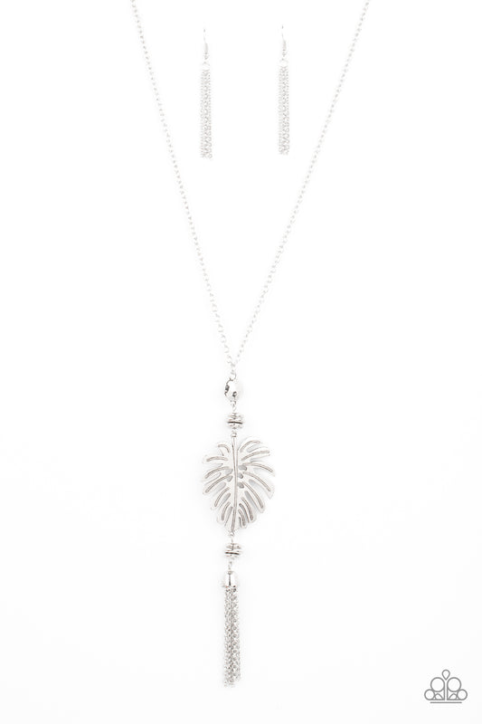 Palm Promenade Paparazzi Accessories Necklace with Earrings - Silver