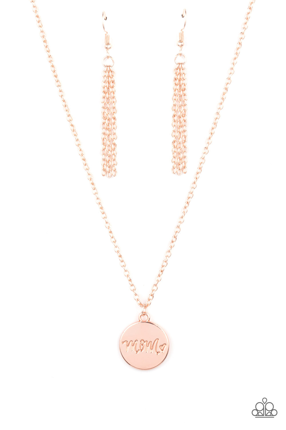 The Cool Mom Paparazzi Accessories Necklace with Earrings Rose Gold