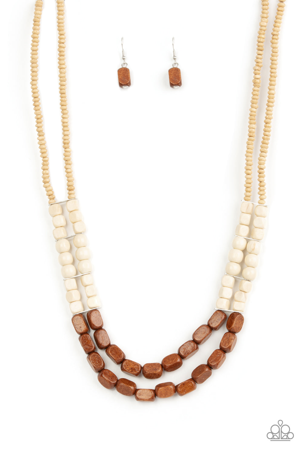 Bermuda Bellhop Paparazzi Accessories Necklace with Earrings Brown