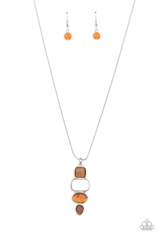 Elemental Energy Paparazzi Accessories Necklace with Earrings Orange