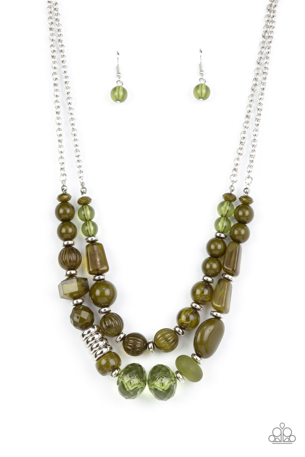 Pina Colada Paradise Paparazzi Accessories Necklace with Earrings Green