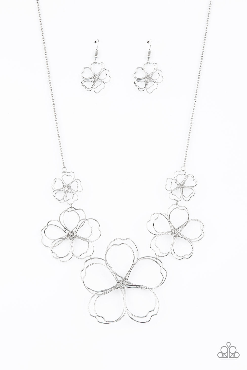 The Show Must GROW On Paparazzi Accessories Necklace with Earrings Silver