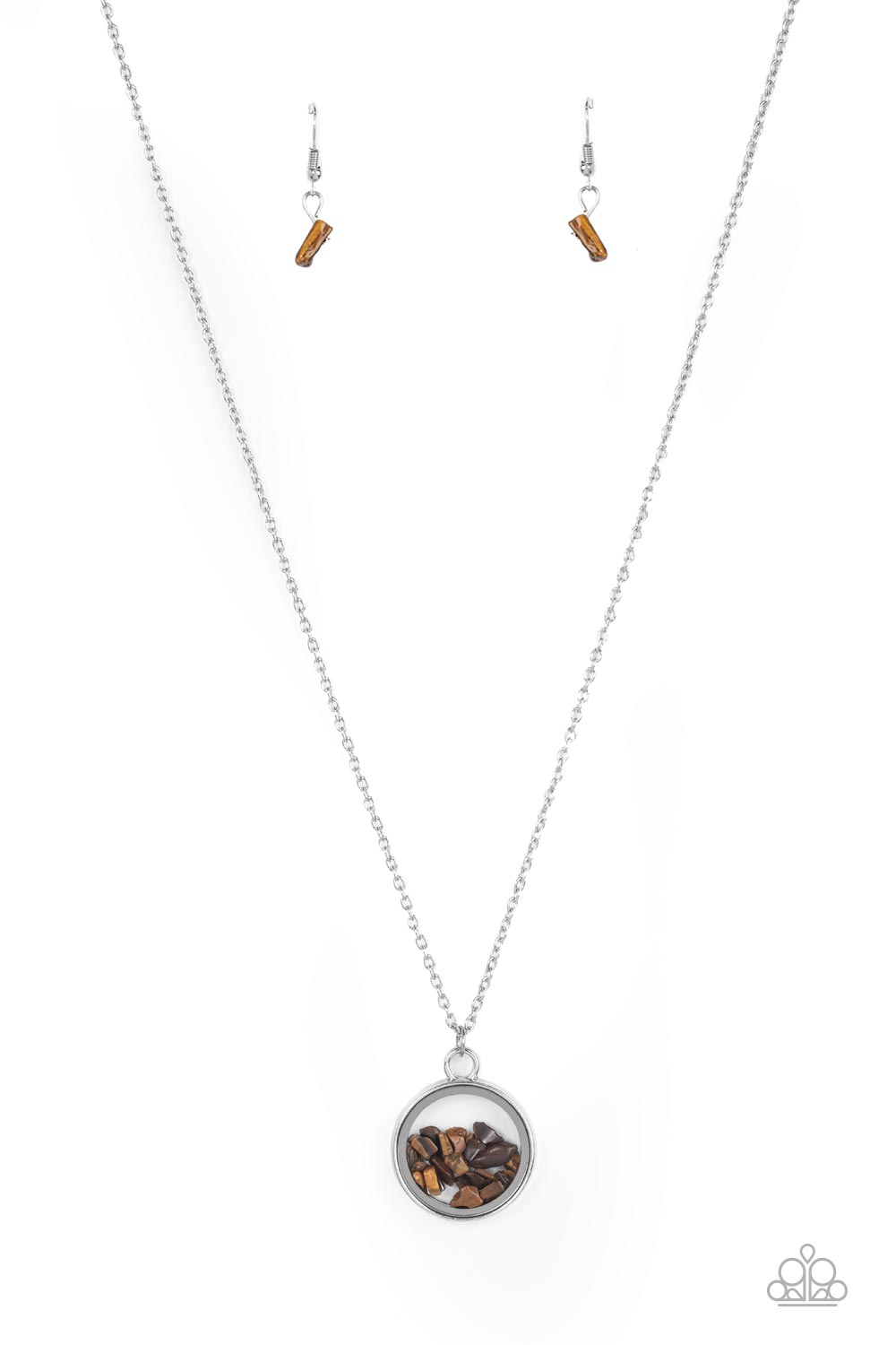Gemstone Guru Paparazzi Accessories Necklace with Earrings Brown