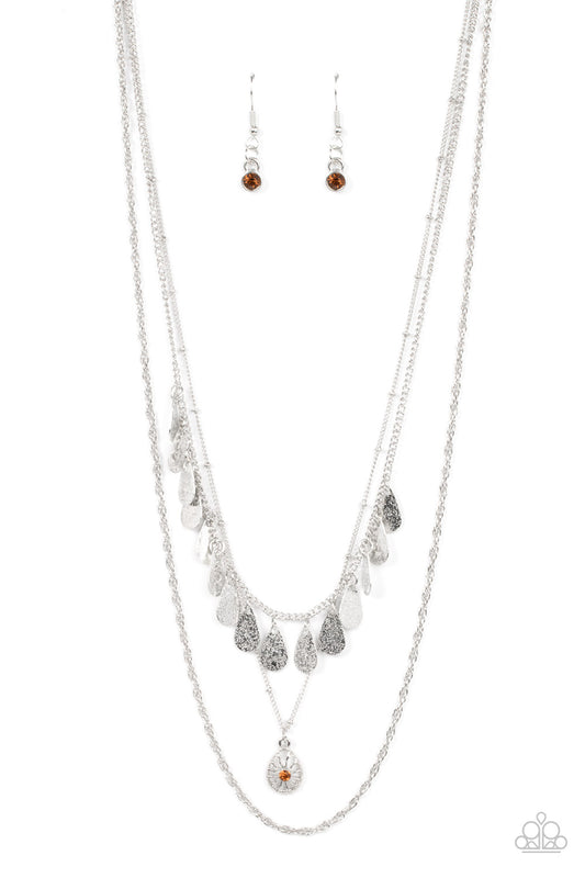 Prairie Dream Paparazzi Accessories Necklace with Earrings Brown