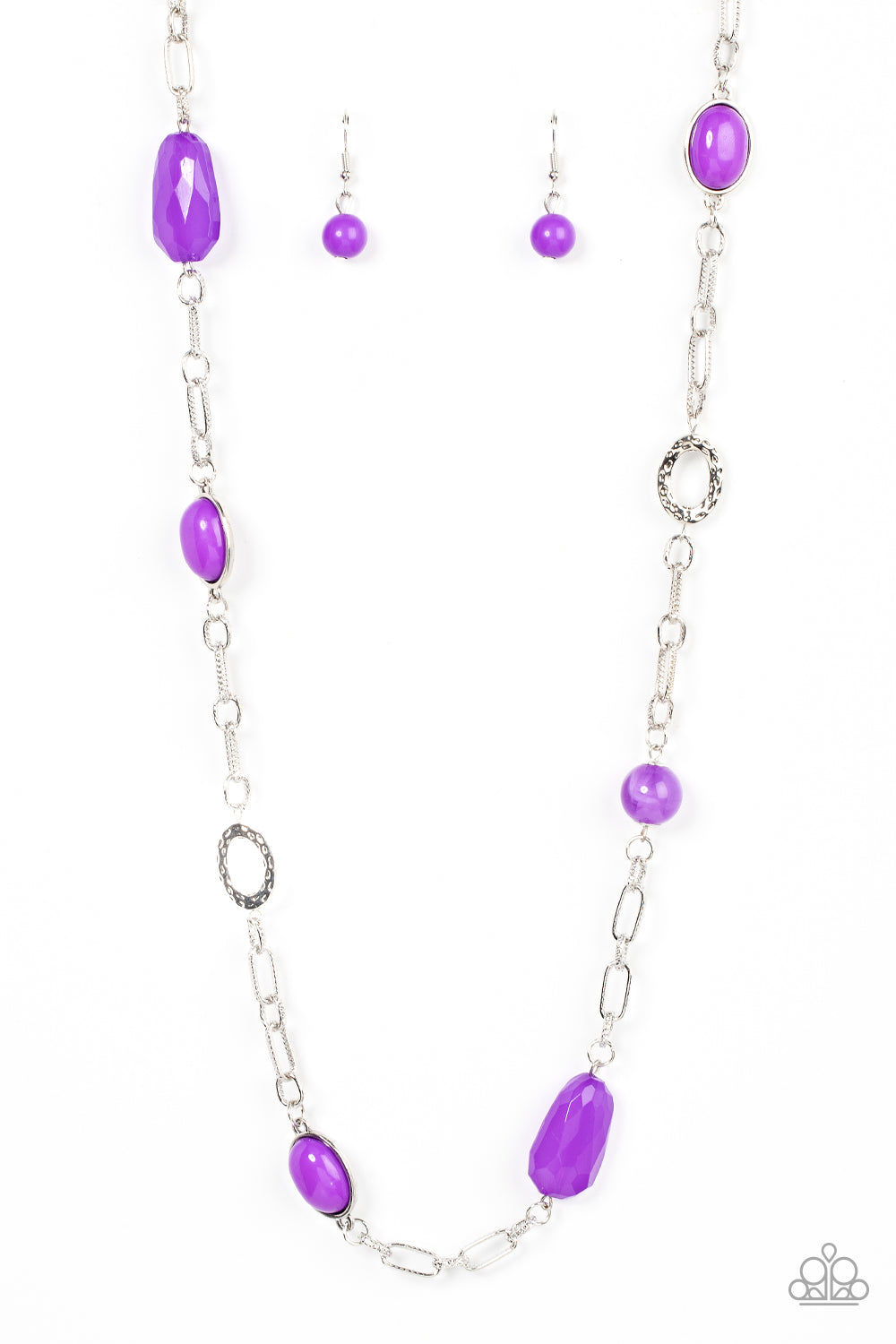 Barcelona Bash Paparazzi Accessories Necklace with Earrings Purple