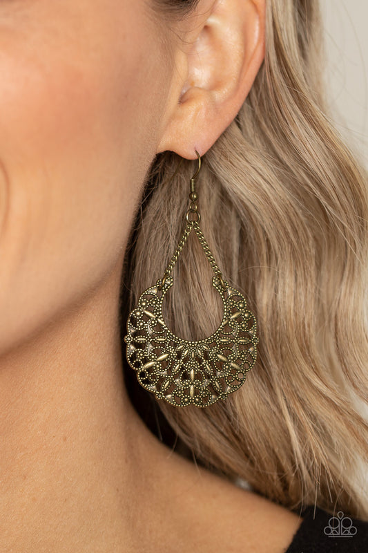 Country Cornucopia Paparazzi Accessories Earrings - Brass