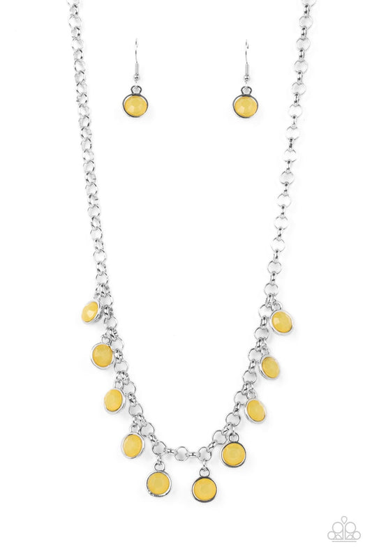 Moonbeam Magic Paparazzi Accessories Necklace with Earrings Yellow