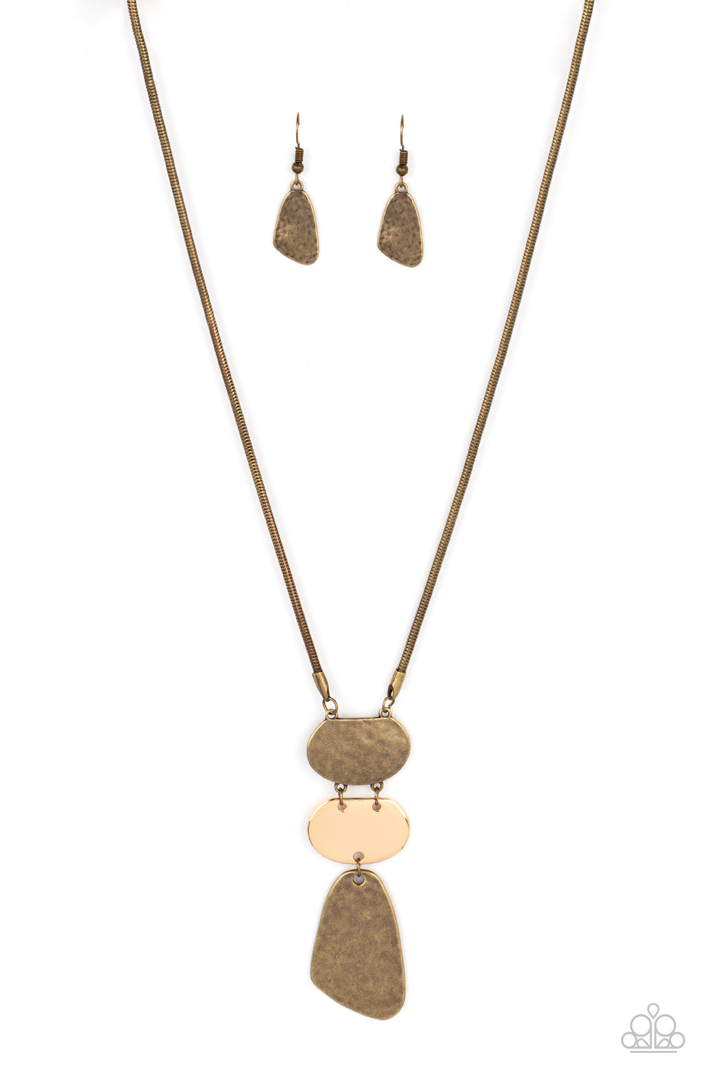 Riverside Respite Paparazzi Accessories Necklace with Earrings Brass