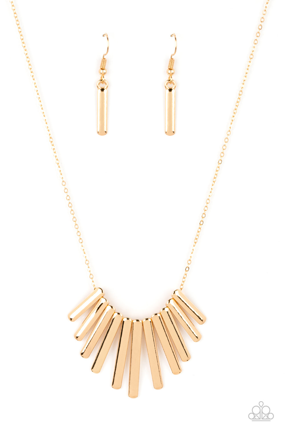 Leading MANE Paparazzi Accessories Necklace with Earrings Gold