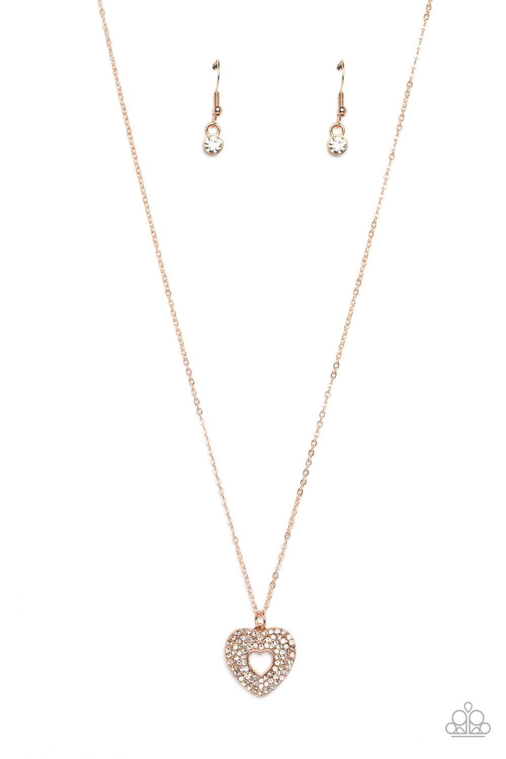 Romantic Retreat Paparazzi Accessories Necklace with Earrings Rose Gold