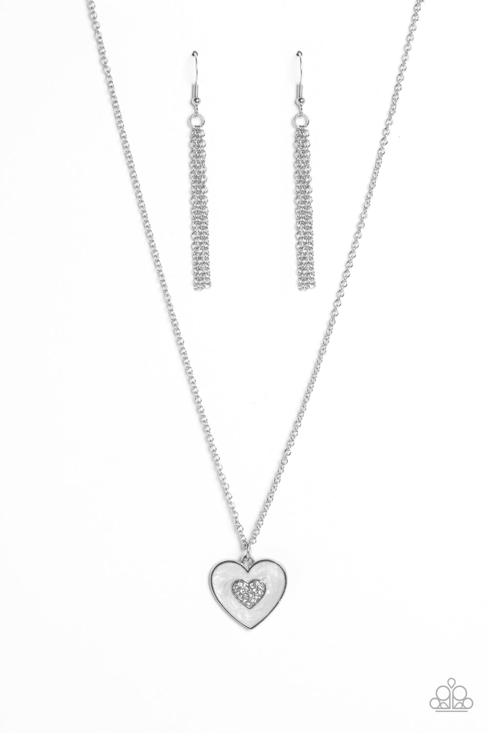 So This Is Love Paparazzi Accessories Necklace with Earrings - White