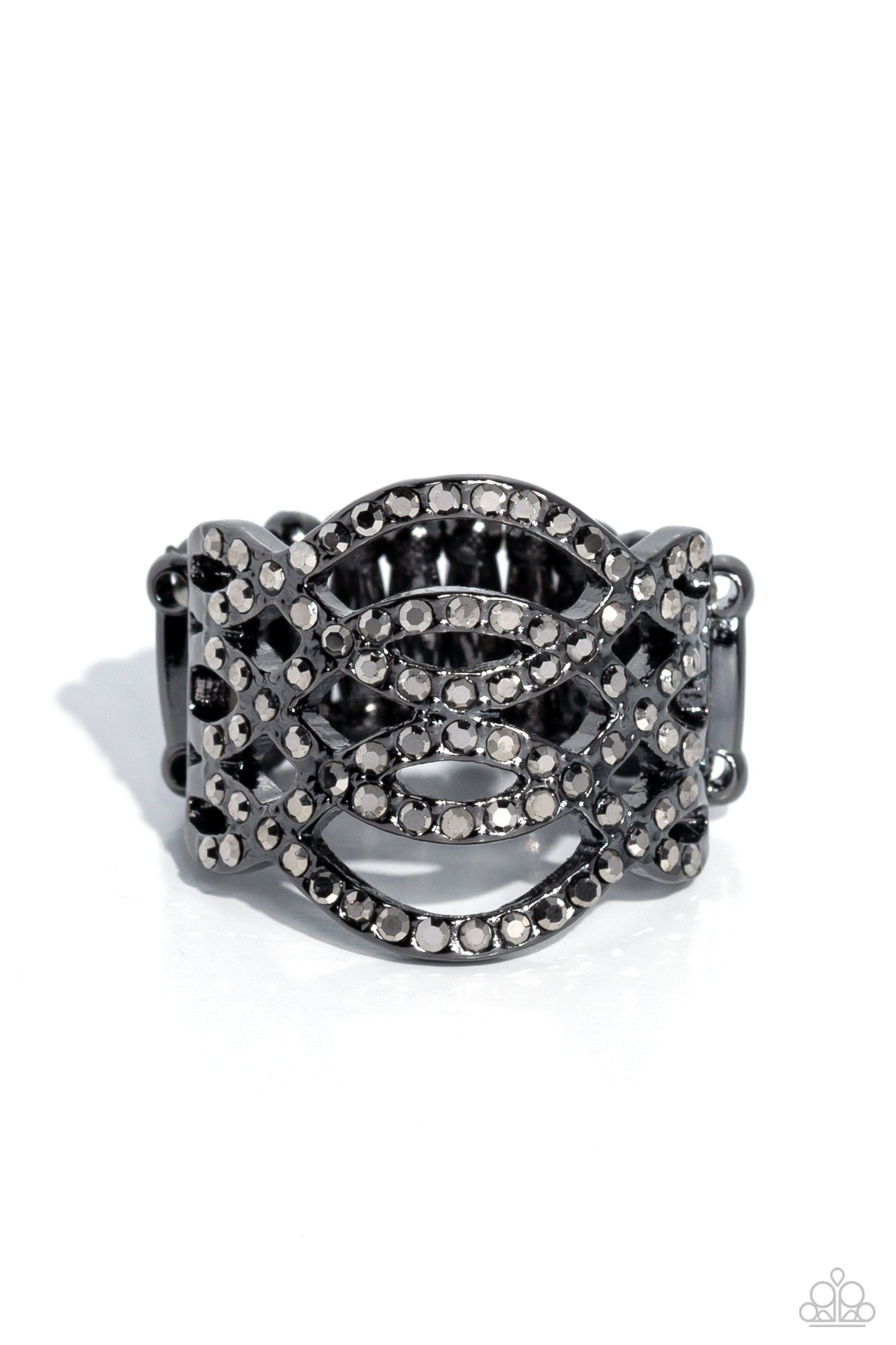 Interlocked Impression Paparazzi Accessories Ring Black