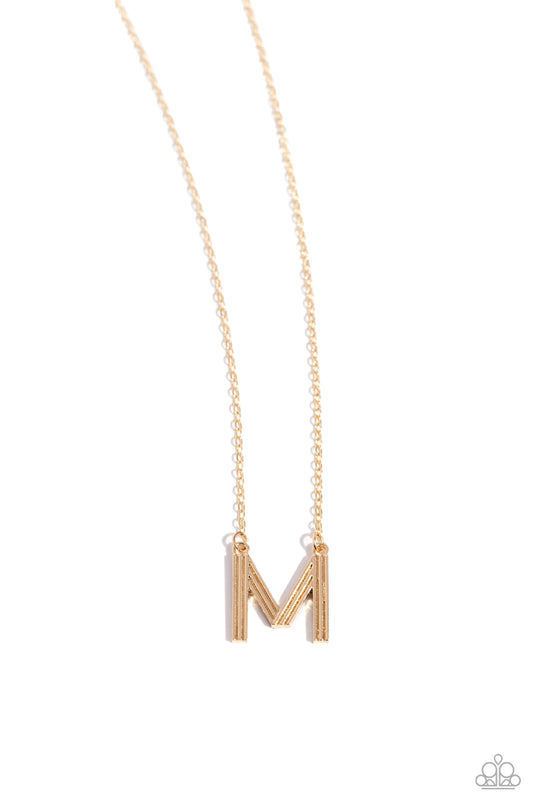M - Leave Your Initials – Gold | Paparazzi Necklace