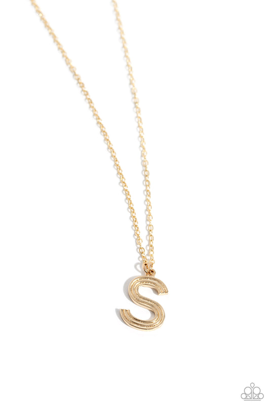 S - Leave Your Initials – Gold | Paparazzi Necklace