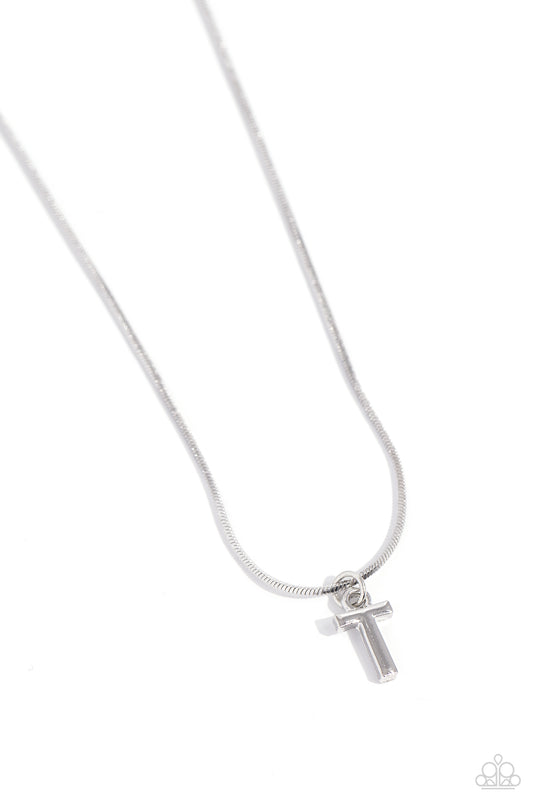 T - Seize the Initial – Silver | Paparazzi Necklace