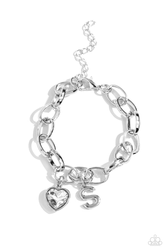 S - Guess Now Its INITIAL – Silver | Paparazzi Bracelet