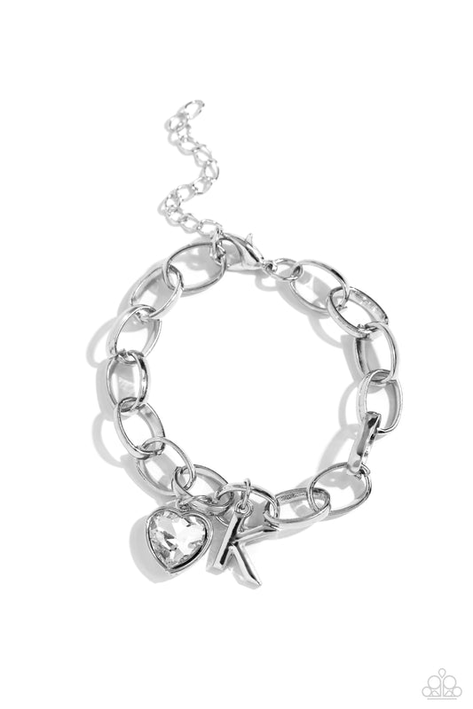 K - Guess Now Its INITIAL – Silver | Paparazzi Bracelet